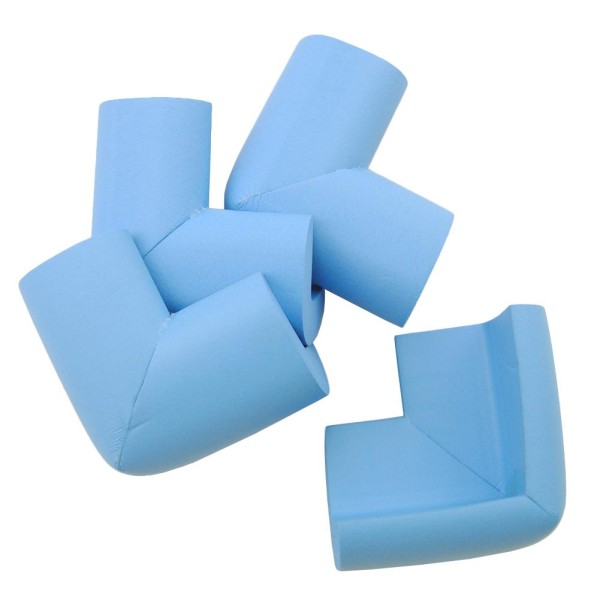 Set de 4 bucati protectii pentru colturi, masa, forma L, camera copilului, culoare albastru